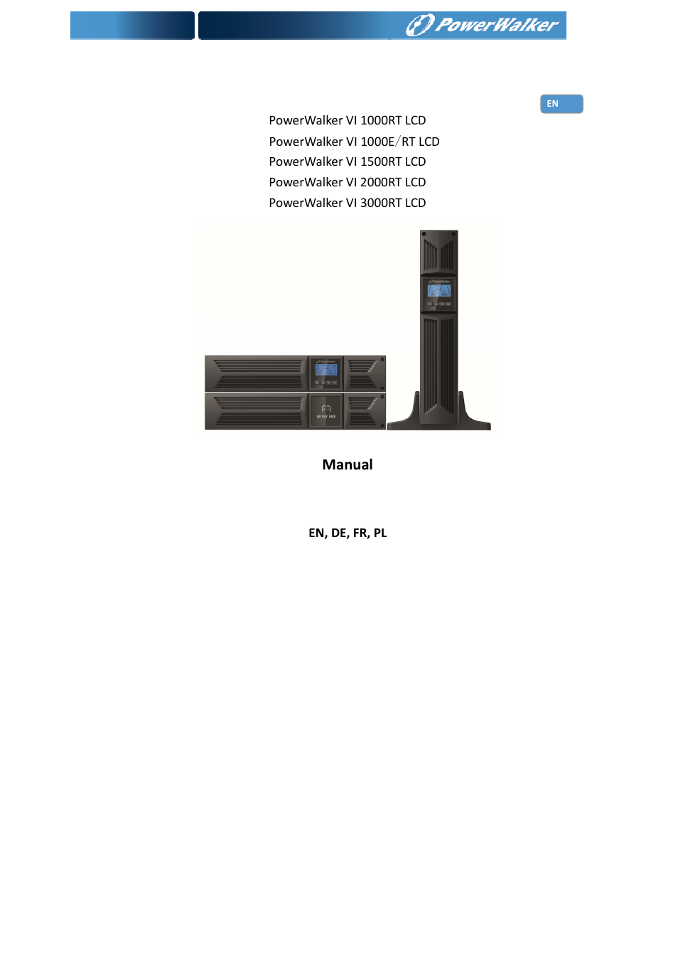 PowerWalker Battery Pack for VI 1000_1500RT LCD User Manual | 155 pages