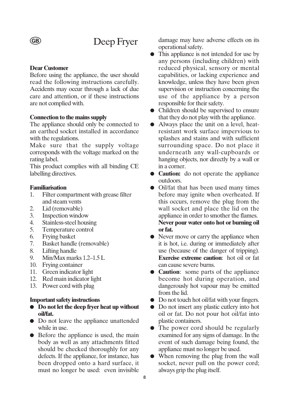 Deep fryer | SEVERIN FR 2419 User Manual | Page 8 / 62