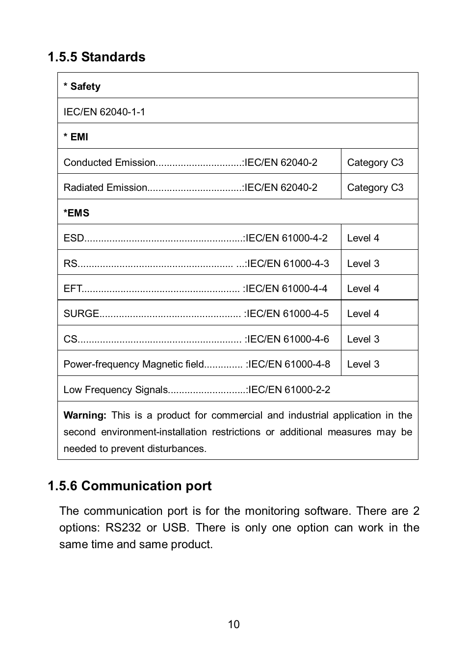 5 standards, 6 communication port | PowerWalker VFI 6000LE Plus User Manual | Page 13 / 34