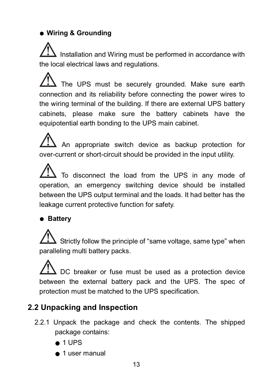2 unpacking and inspection | PowerWalker VFI 6000LE Plus User Manual | Page 16 / 34