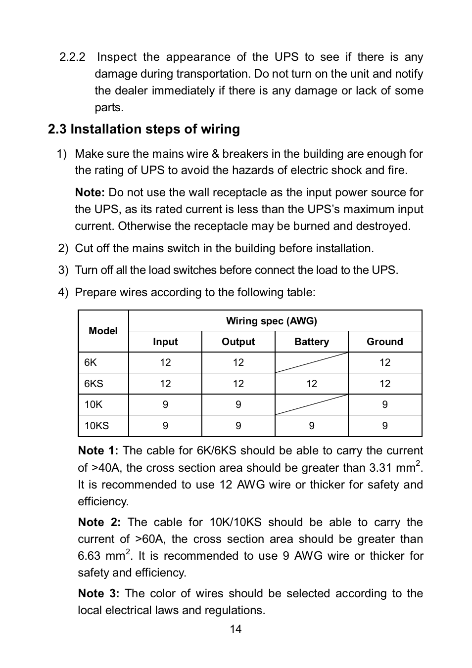 3 installation steps of wiring | PowerWalker VFI 6000LE Plus User Manual | Page 17 / 34
