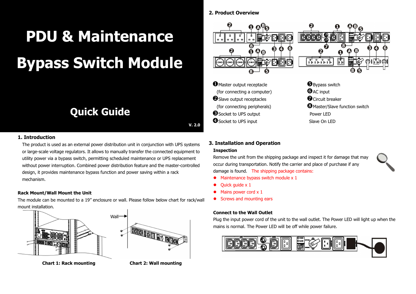 PowerWalker Maintenance Bypass Switch 19" User Manual | 2 pages