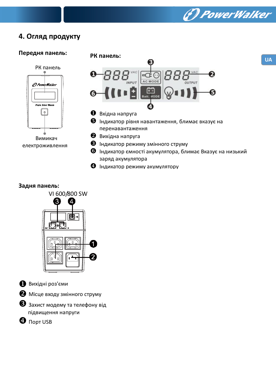 Огляд продукту | PowerWalker VI 600 SW User Manual | Page 93 / 160