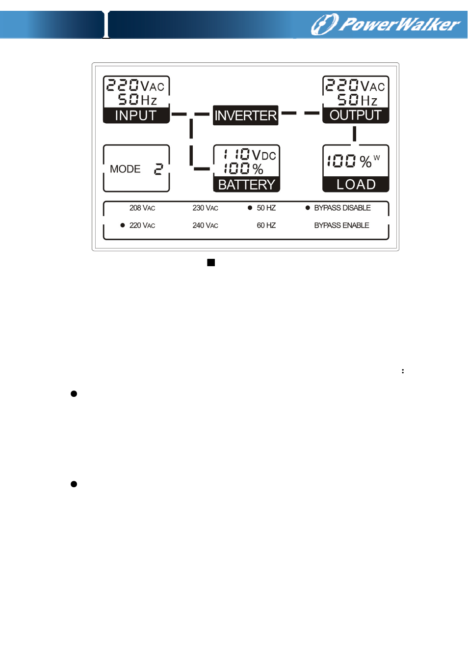 2 battery mode | PowerWalker VFI 1000T LCD User Manual | Page 22 / 43