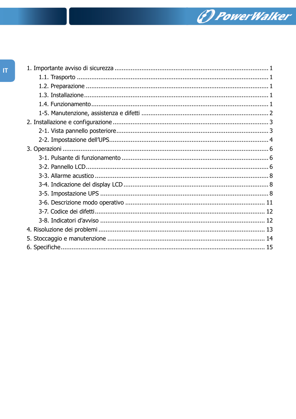 Indice | PowerWalker VFI 1000R LCD User Manual | Page 107 / 142