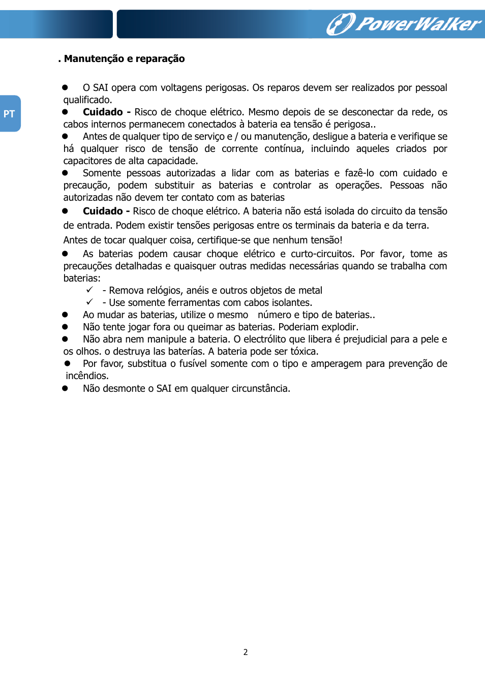 PowerWalker VFI 1000R LCD User Manual | Page 129 / 142