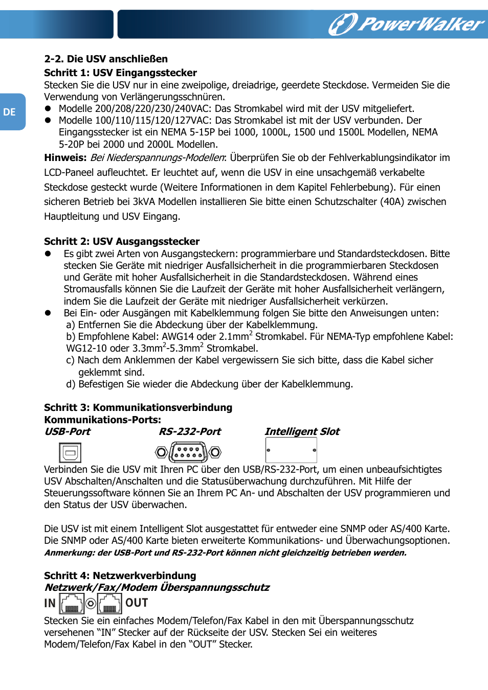 PowerWalker VFI 1000R LCD User Manual | Page 27 / 142