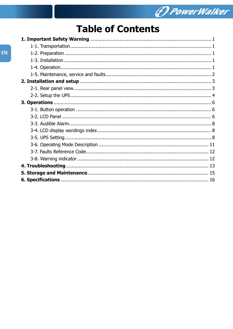 PowerWalker VFI 1000R LCD User Manual | Page 3 / 142