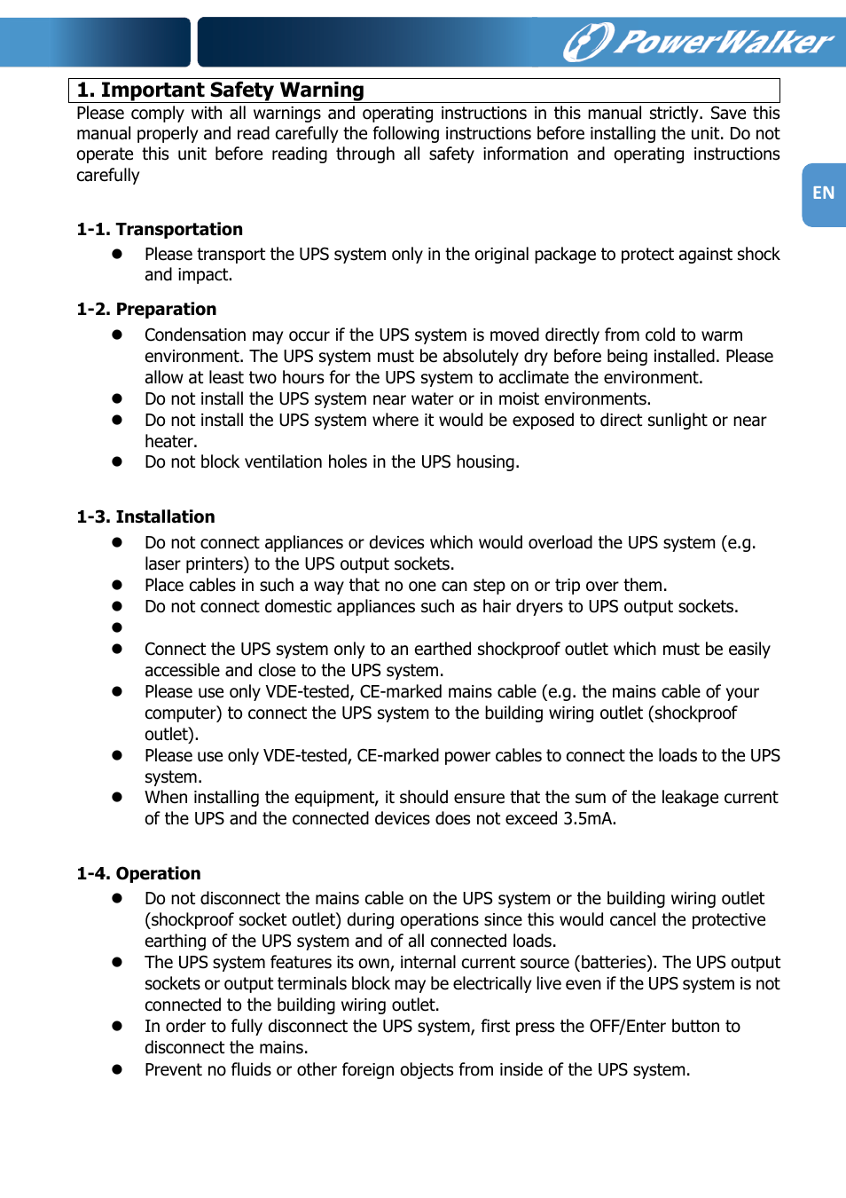 PowerWalker VFI 1000R LCD User Manual | Page 4 / 142