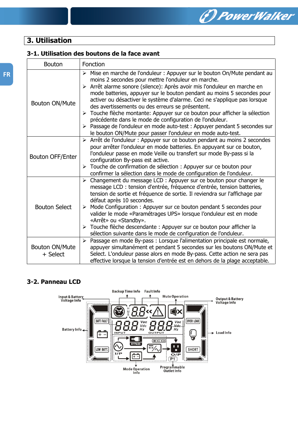 Utilisation | PowerWalker VFI 1000R LCD User Manual | Page 49 / 142