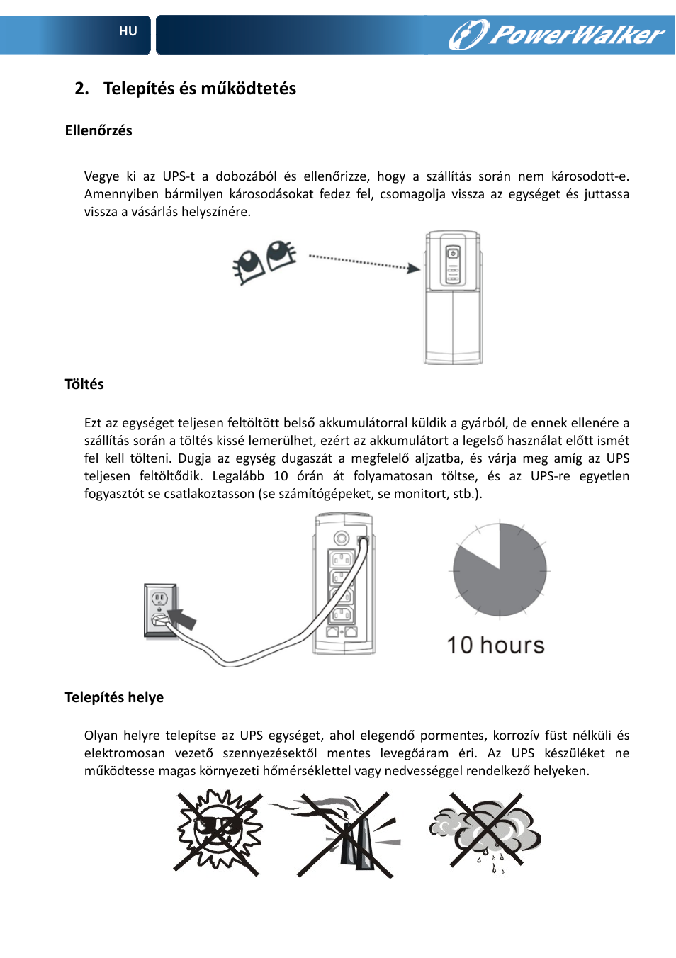 Telepítés és működtetés | PowerWalker VFD 600 User Manual | Page 133 / 160