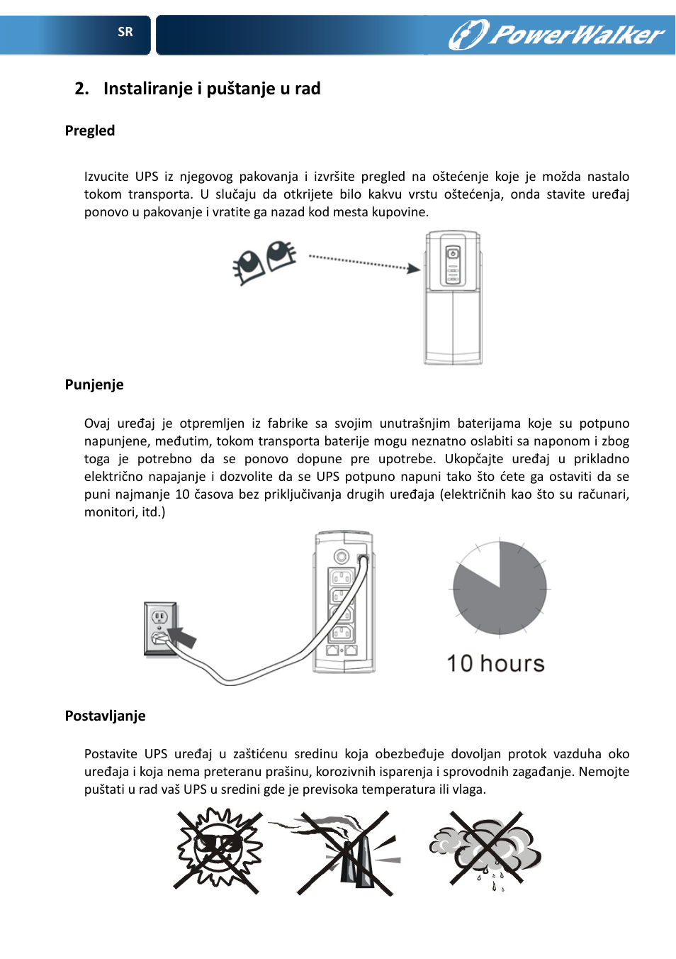 Instaliranje i puštanje u rad | PowerWalker VFD 600 User Manual | Page 157 / 160