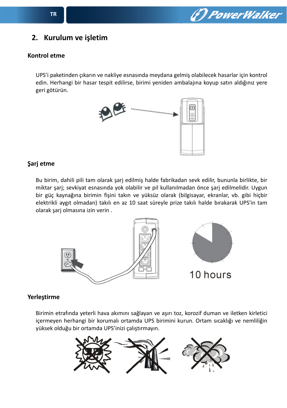 Kurulum ve işletim | PowerWalker VFD 600 User Manual | Page 77 / 160