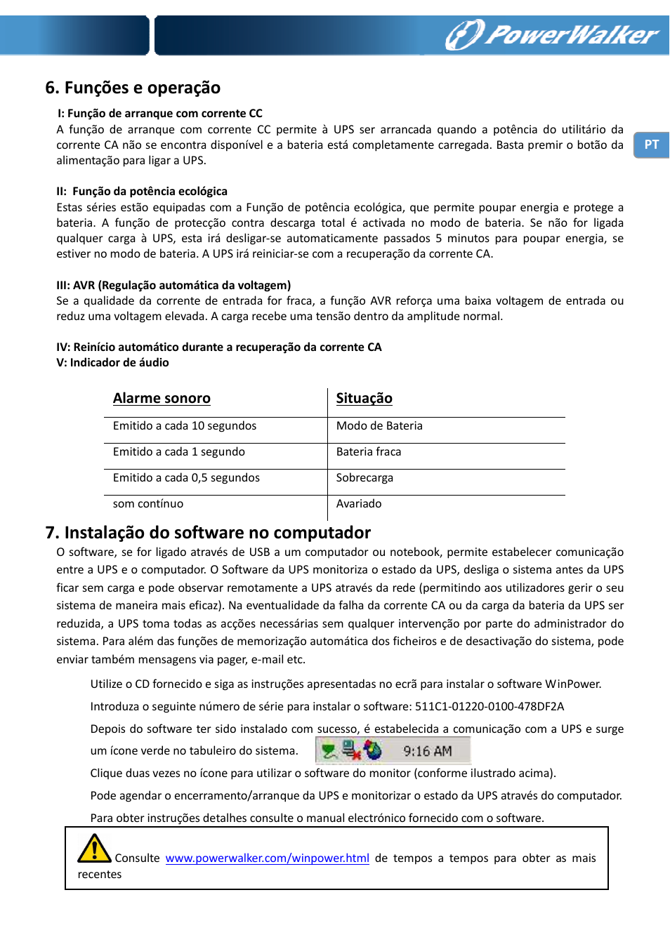 Funções e operação, Instalação do software no computador | PowerWalker VI 650 SE User Manual | Page 50 / 62