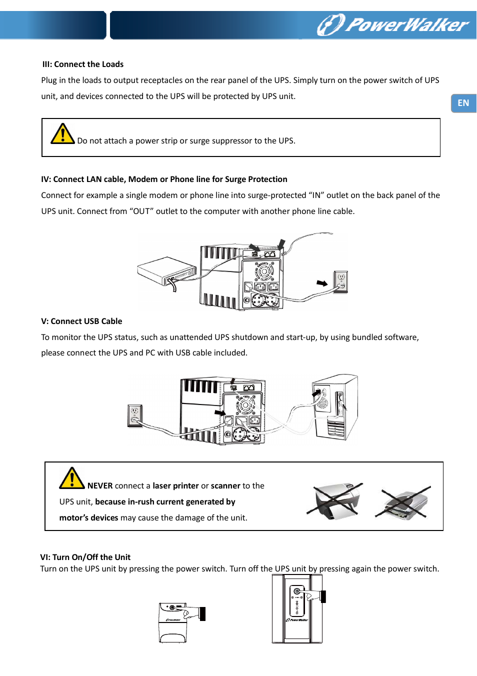 PowerWalker VI 650 SE User Manual | Page 7 / 62