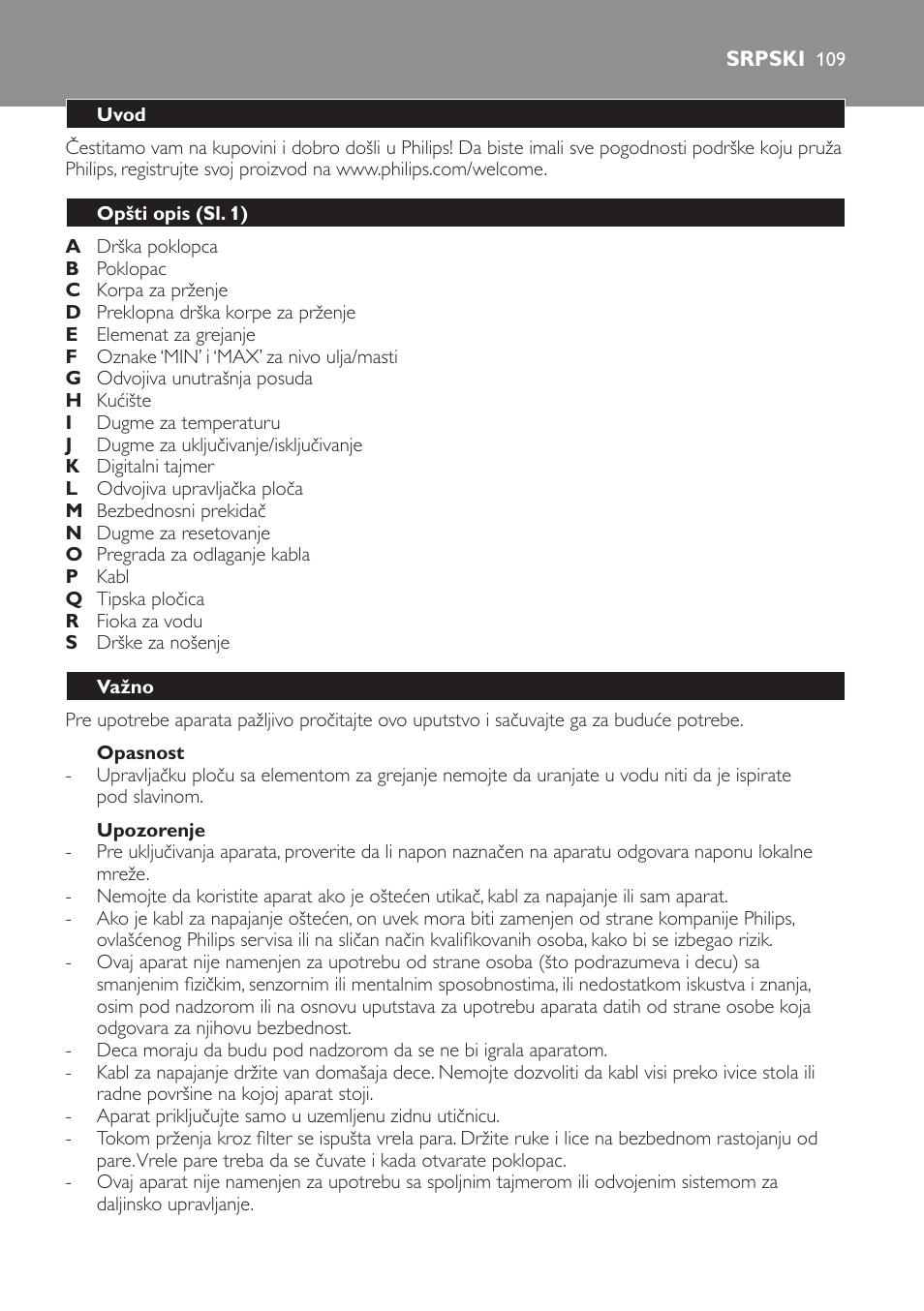 Srpski 109 | Philips HD6161 User Manual | Page 109 / 128