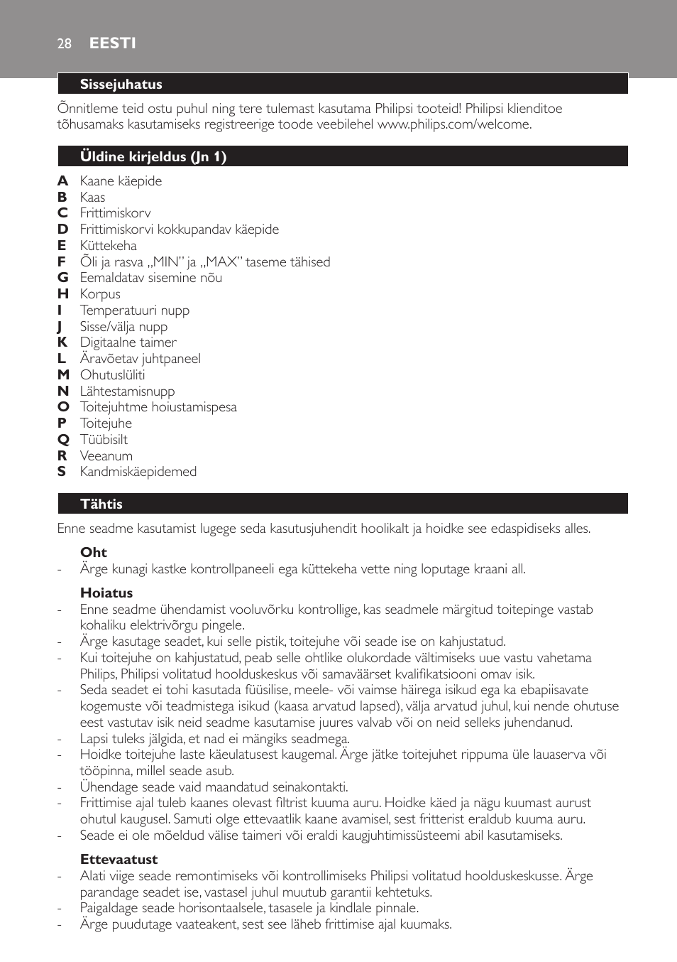 Eesti, Eesti 28 | Philips HD6161 User Manual | Page 28 / 128