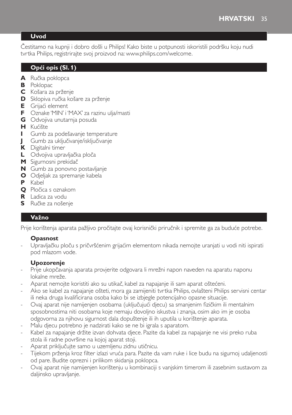 Hrvatski, Hrvatski 35 | Philips HD6161 User Manual | Page 35 / 128