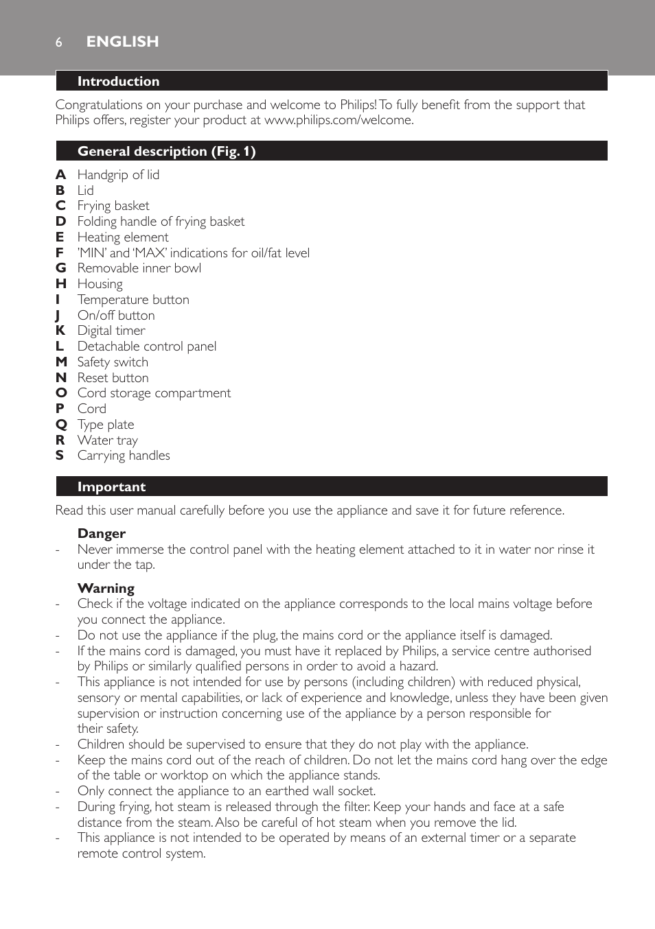 English, English 6 | Philips HD6161 User Manual | Page 6 / 128