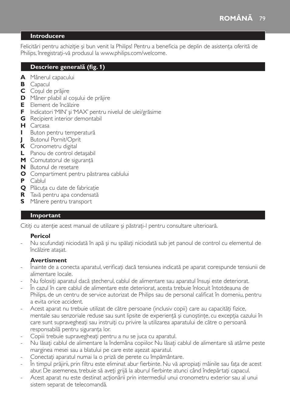 Română 79 | Philips HD6161 User Manual | Page 79 / 128