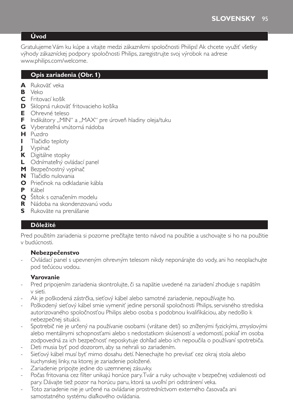 Slovensky 95 | Philips HD6161 User Manual | Page 95 / 128