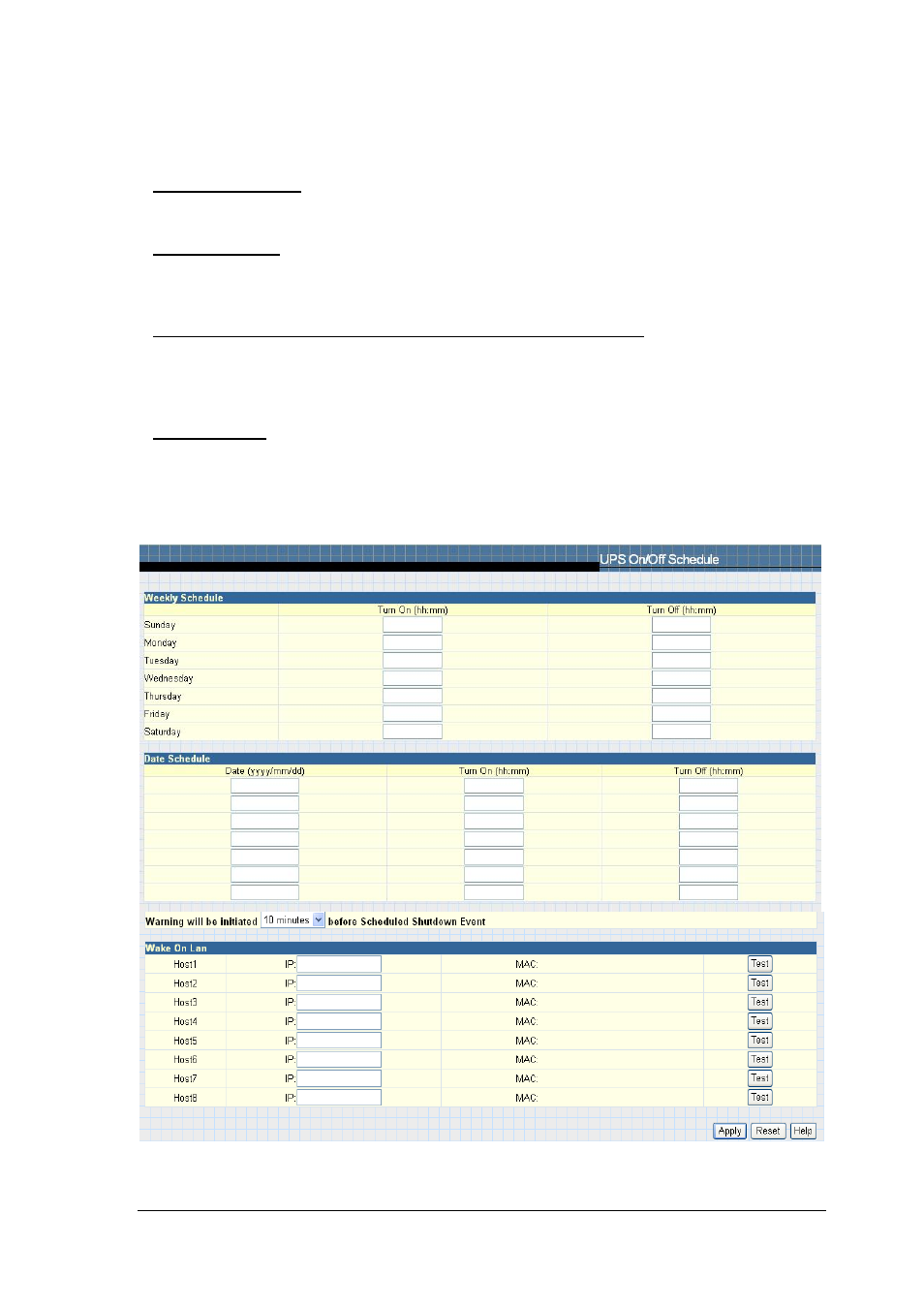 2 ups on/off schedule | PowerWalker SNMP DP-522 User Manual | Page 36 / 99