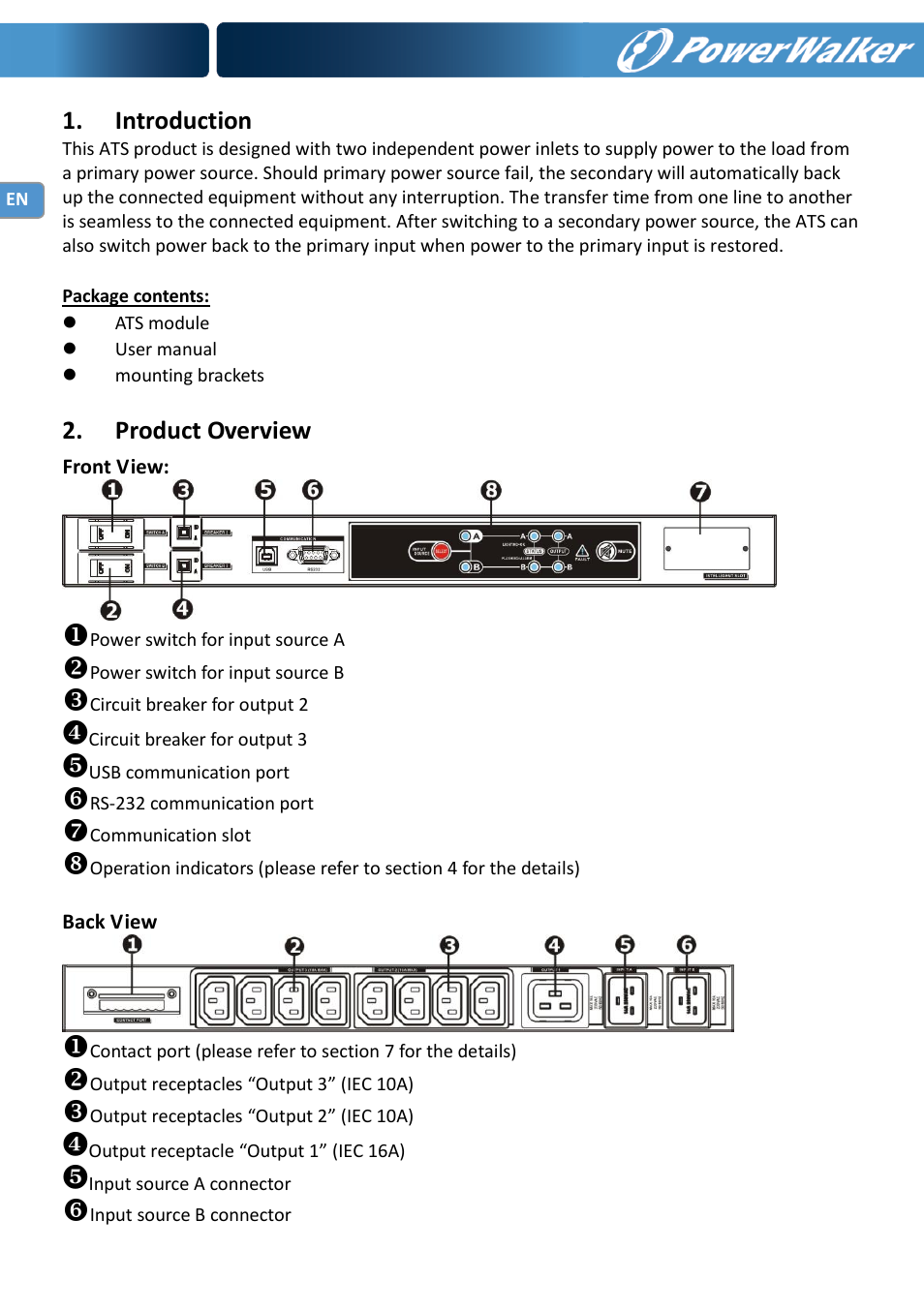 PowerWalker ATS User Manual | Page 2 / 10