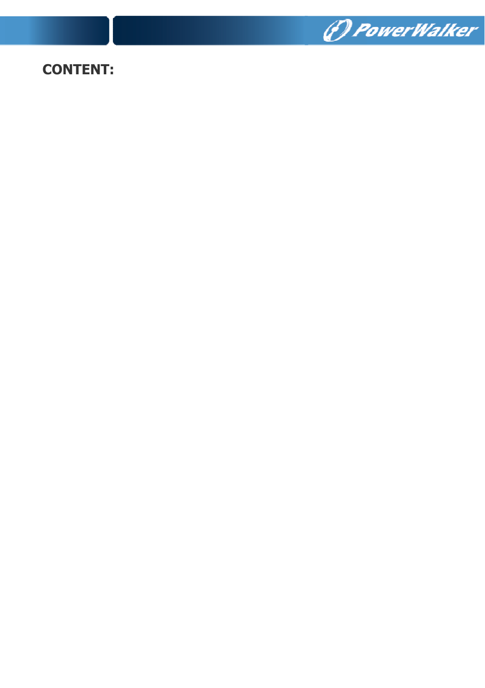 Content | PowerWalker VFI 10000TCP 3_1 User Manual | Page 2 / 67