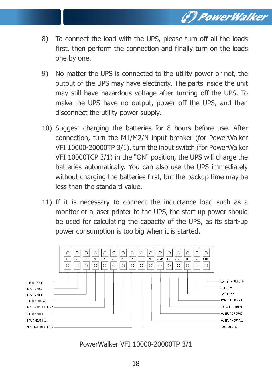 PowerWalker VFI 10000TCP 3_1 User Manual | Page 21 / 67