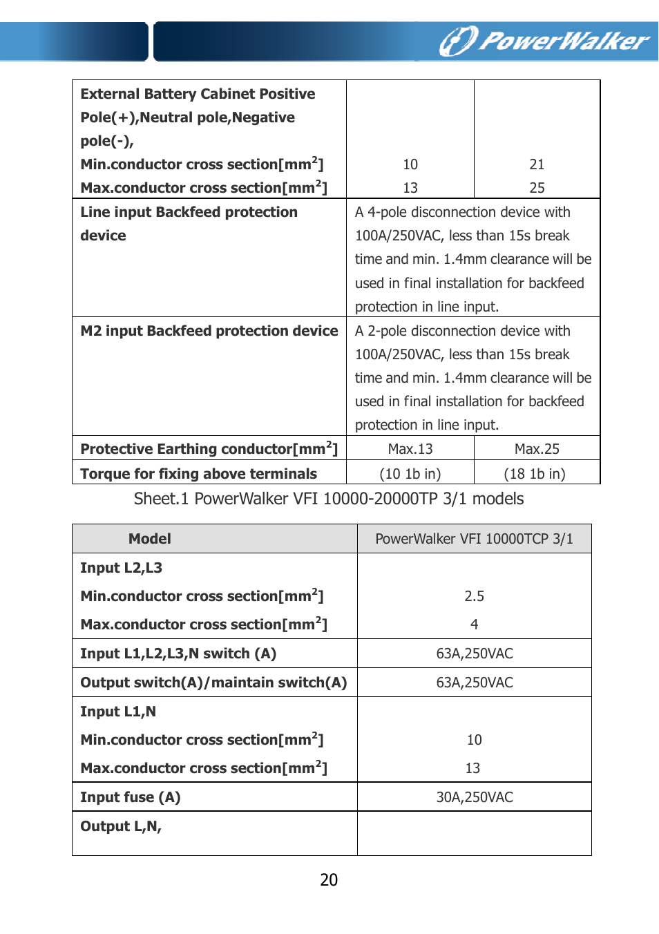 PowerWalker VFI 10000TCP 3_1 User Manual | Page 23 / 67