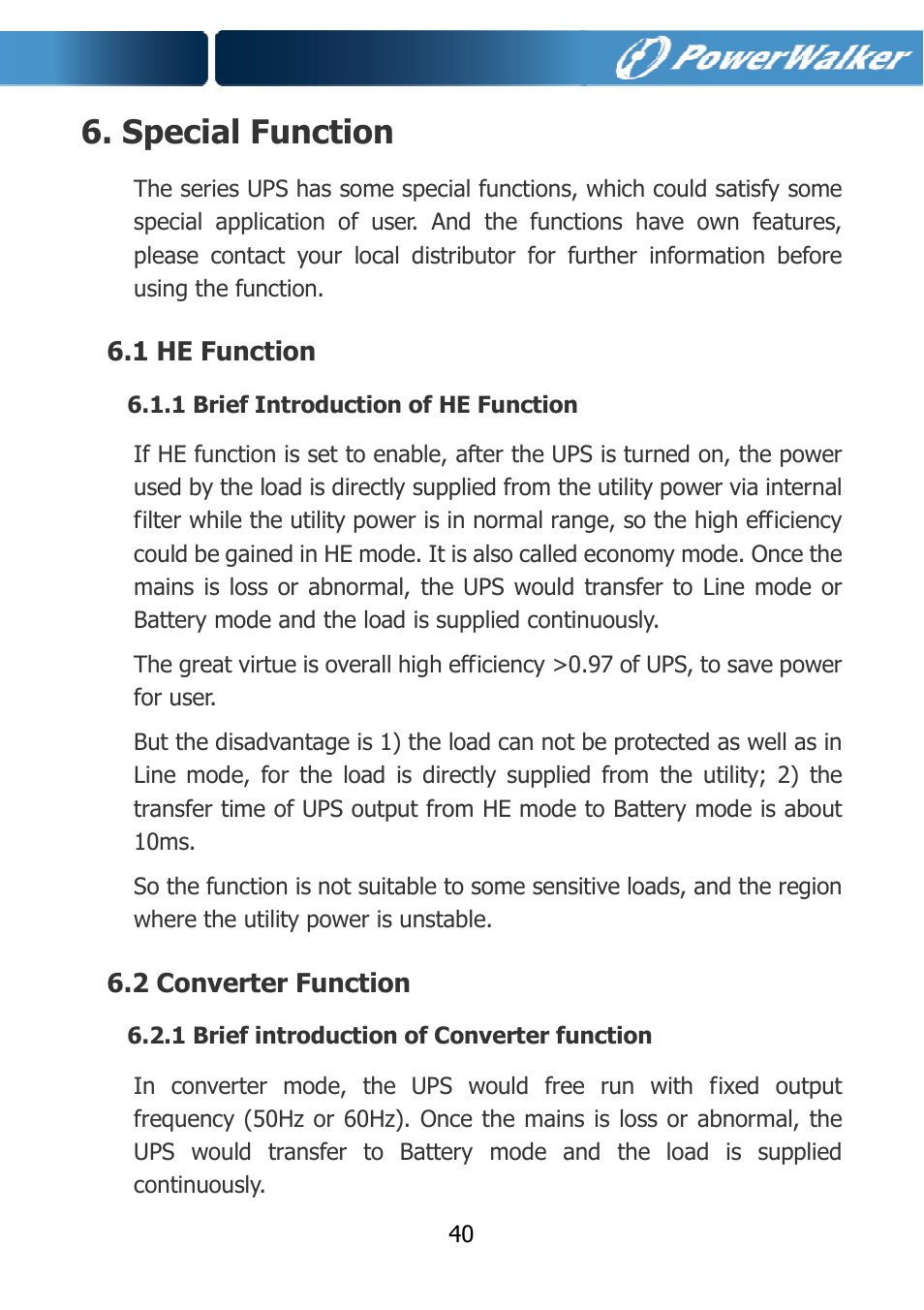 Special function | PowerWalker VFI 10000TCP 3_1 User Manual | Page 43 / 67