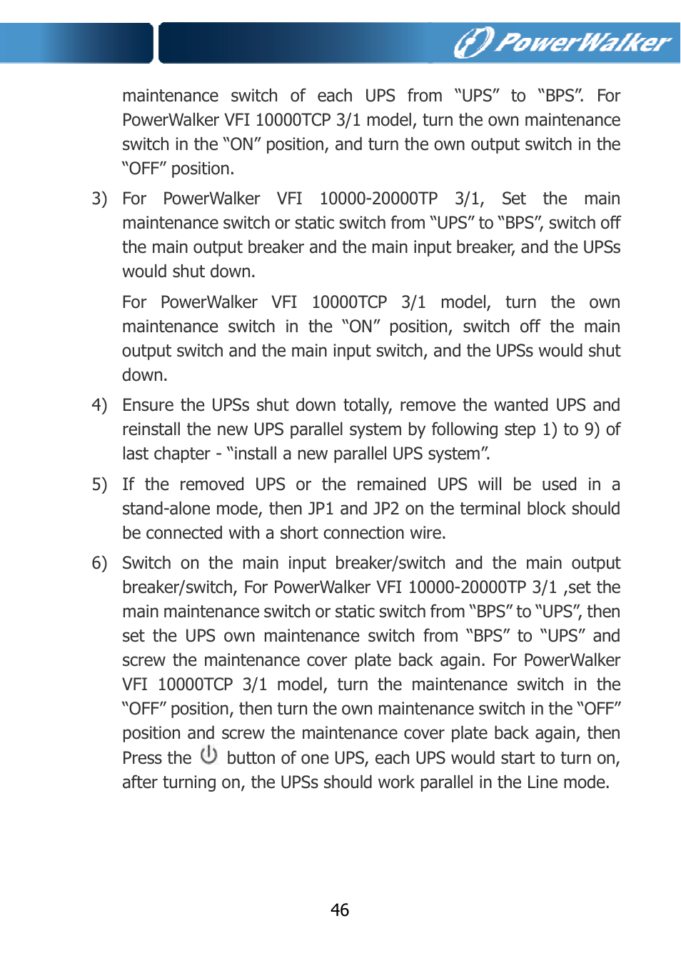 PowerWalker VFI 10000TCP 3_1 User Manual | Page 49 / 67