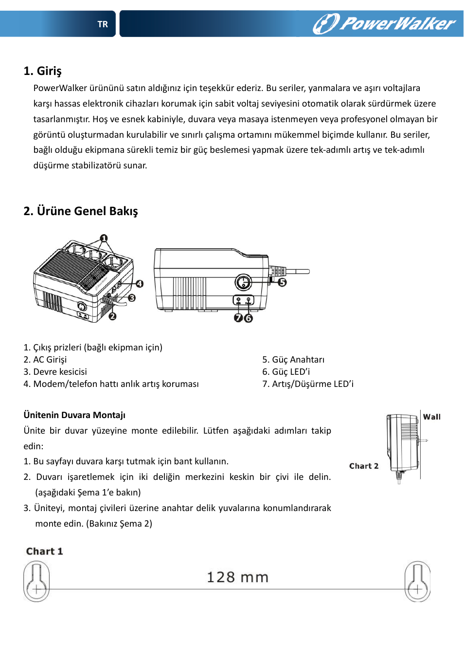 Giriş, Ürüne genel bakış | PowerWalker AVR 600 User Manual | Page 38 / 86