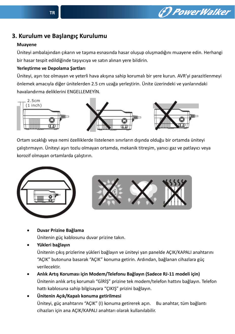 Kurulum ve başlangıç kurulumu | PowerWalker AVR 600 User Manual | Page 39 / 86