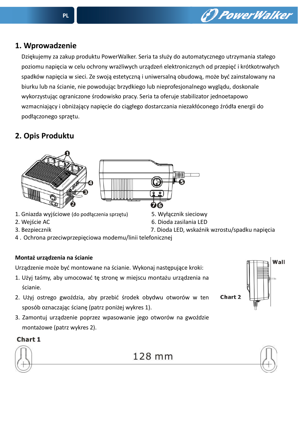 Wprowadzenie, Opis produktu | PowerWalker AVR 600 User Manual | Page 54 / 86