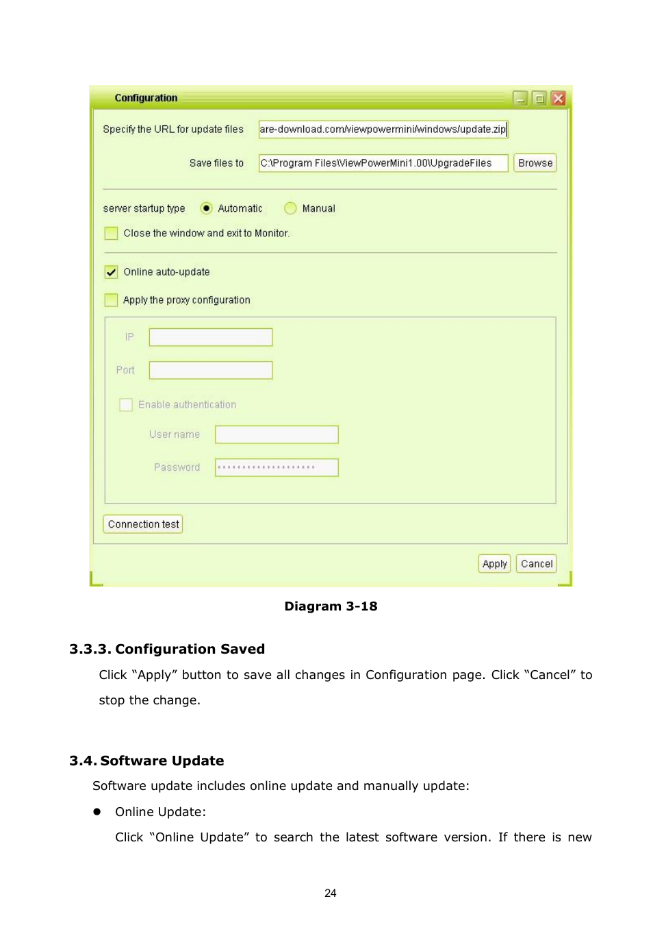 Configuration saved, Software update | PowerWalker ViewPowerMini User Manual | Page 25 / 64