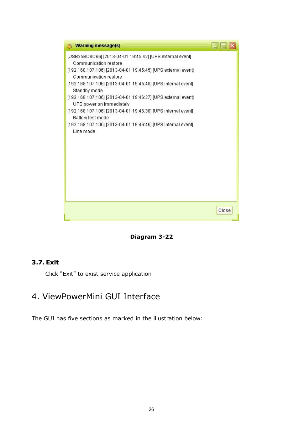 Exit, Viewpowermini gui interface | PowerWalker ViewPowerMini User Manual | Page 27 / 64