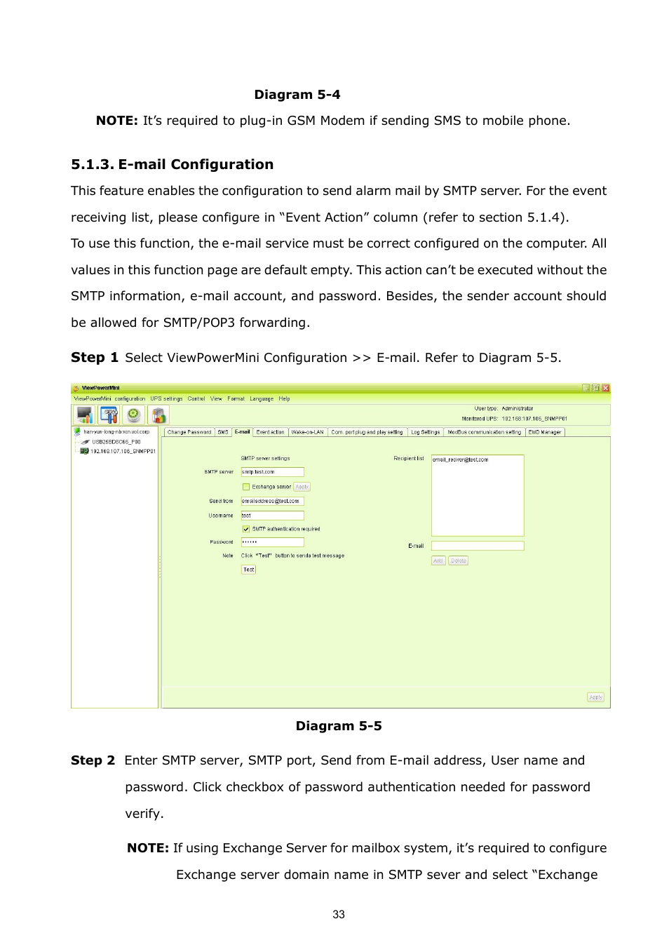 E­mail configuration | PowerWalker ViewPowerMini User Manual | Page 34 / 64