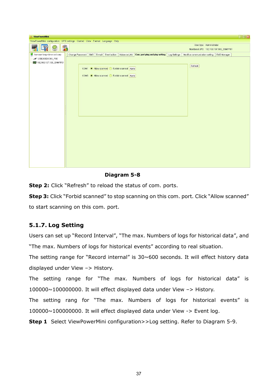 Log setting | PowerWalker ViewPowerMini User Manual | Page 38 / 64