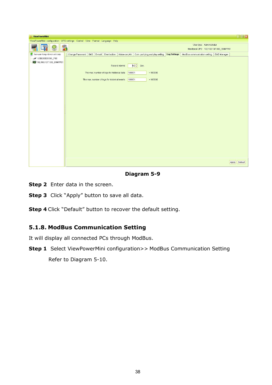 Modbus communication setting | PowerWalker ViewPowerMini User Manual | Page 39 / 64