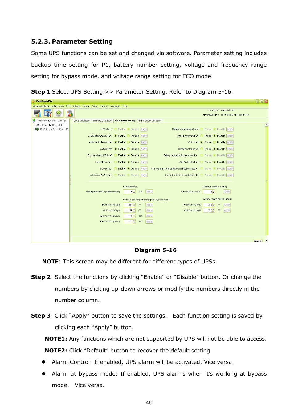 Parameter setting | PowerWalker ViewPowerMini User Manual | Page 47 / 64