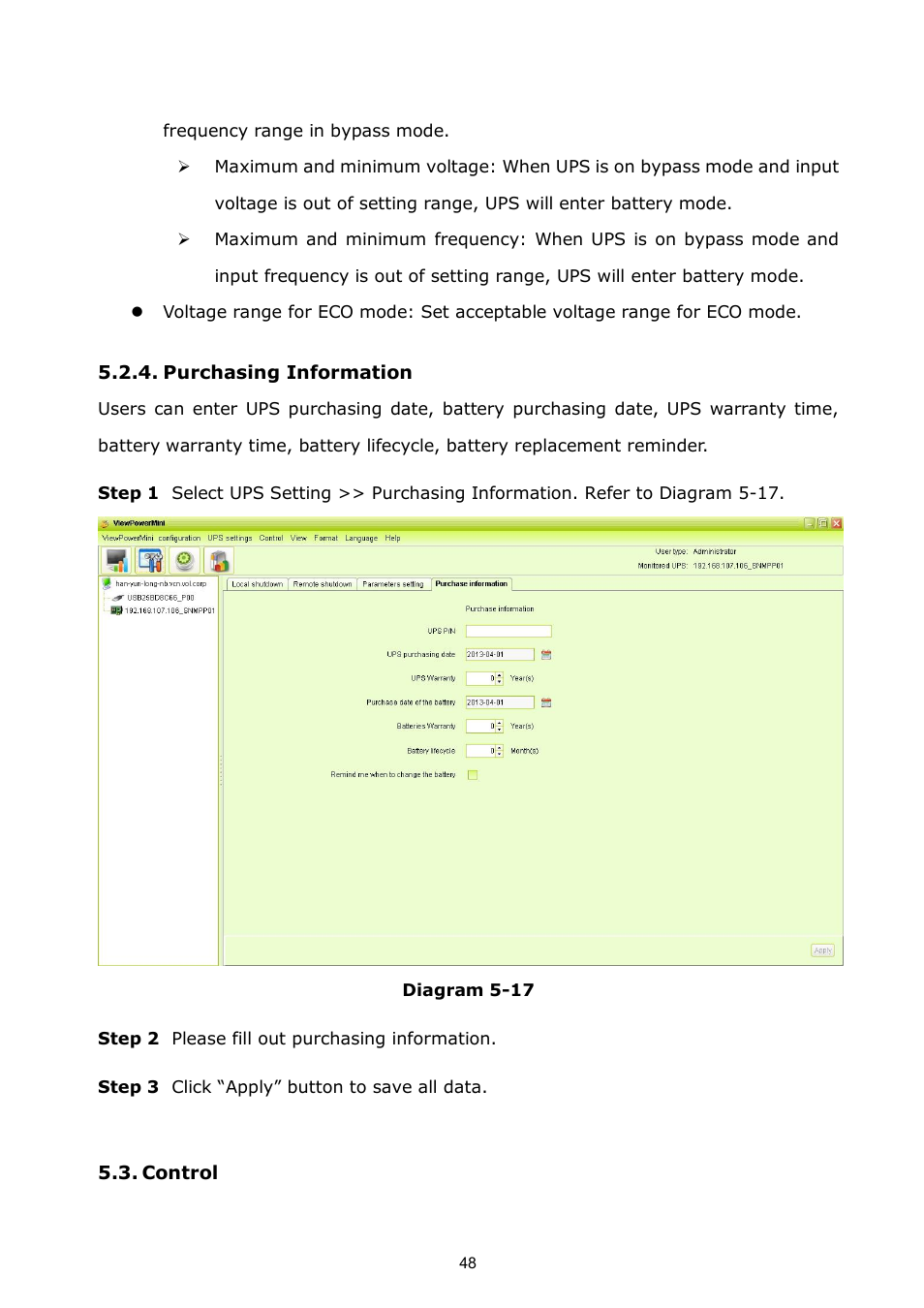 Purchasing information, Control | PowerWalker ViewPowerMini User Manual | Page 49 / 64