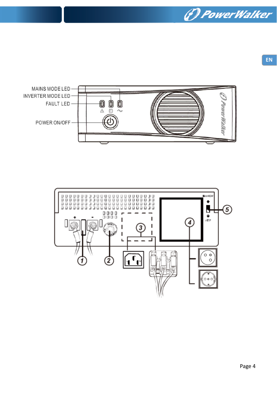 Operation & installation | PowerWalker Inverter 1000 User Manual | Page 4 / 24