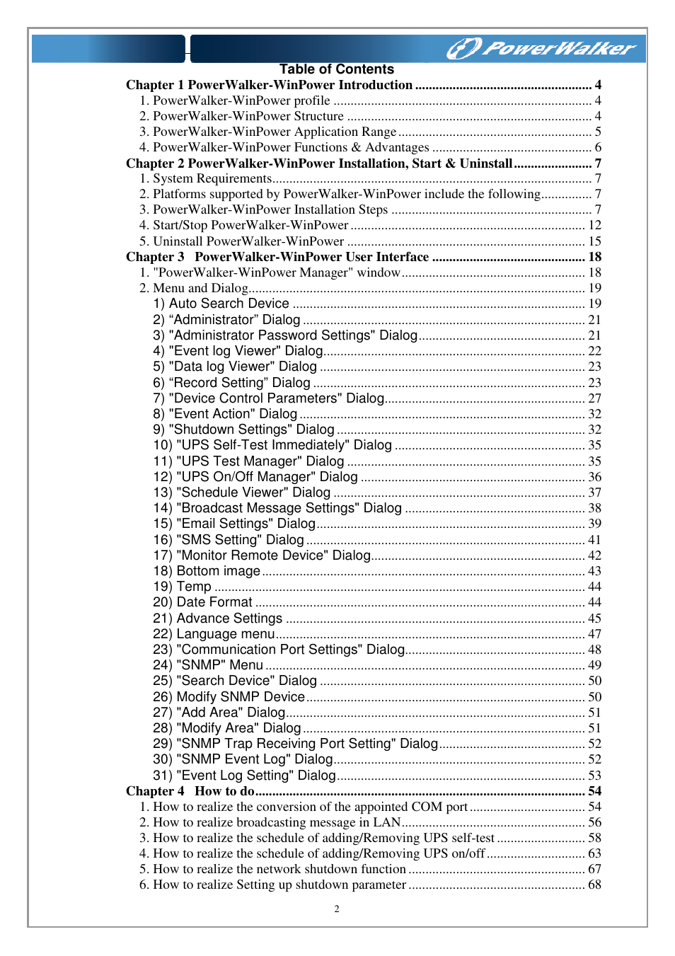 PowerWalker WinPower Software V.4.3.0.1 Manual User Manual | Page 2 / 109