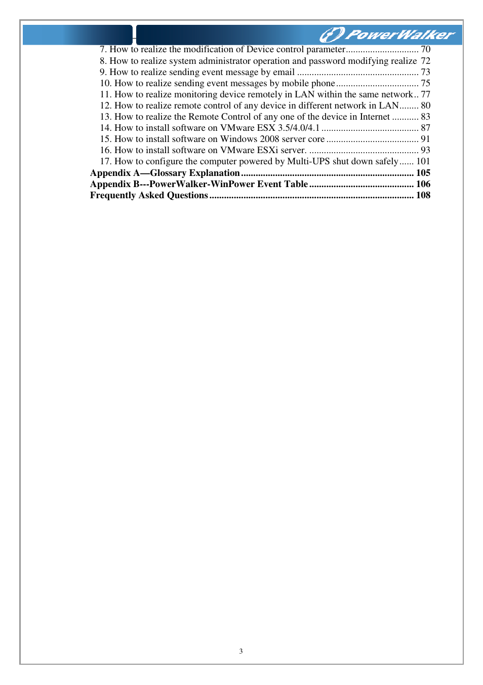 PowerWalker WinPower Software V.4.3.0.1 Manual User Manual | Page 3 / 109