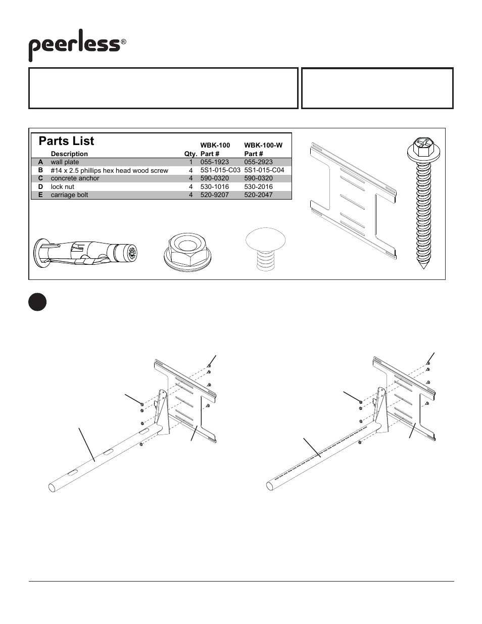 Peerless-AV WBK100-W - Installation User Manual | 3 pages