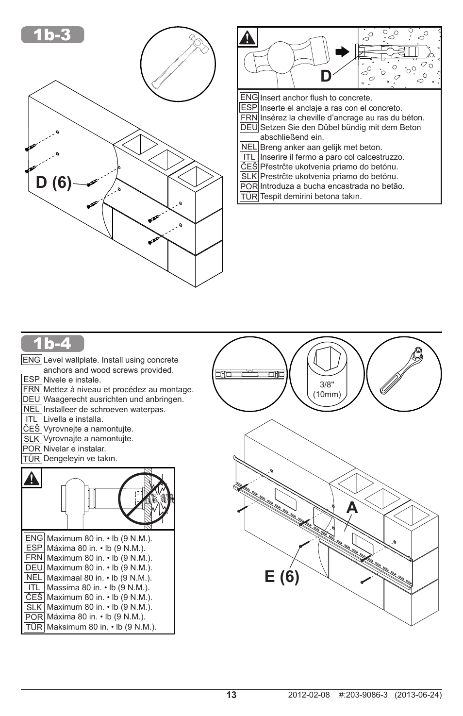 D (6) 1b-4, 1b-3, E (6) a d | Peerless-AV SF680P - Installation User Manual | Page 13 / 20