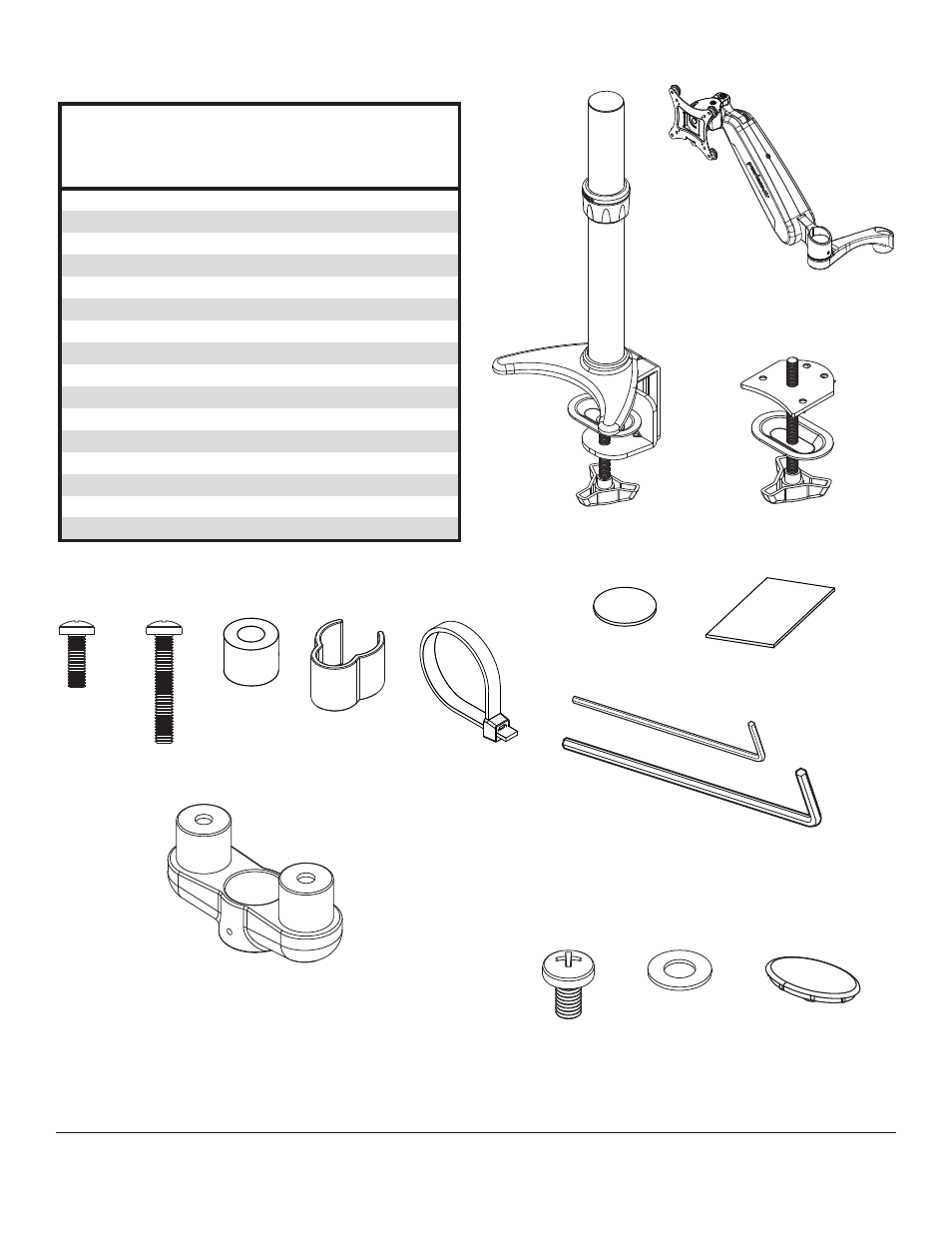 Parts list | Peerless-AV LCT620AD - Installation User Manual | Page 3 / 9