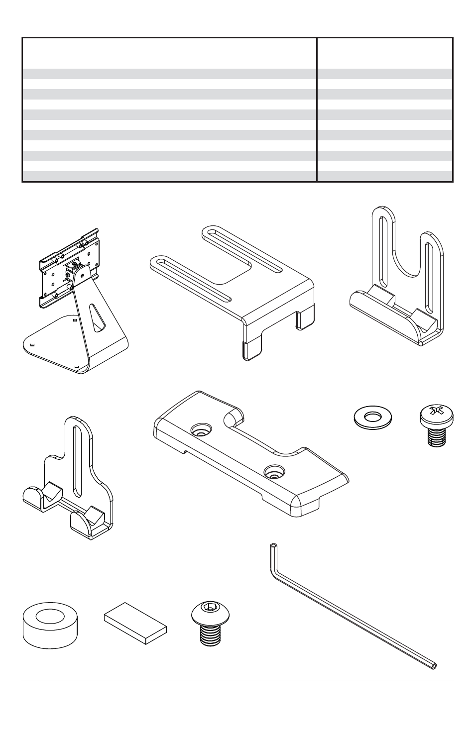 Parts list | Peerless-AV PTM400-W - Installation User Manual | Page 3 / 8