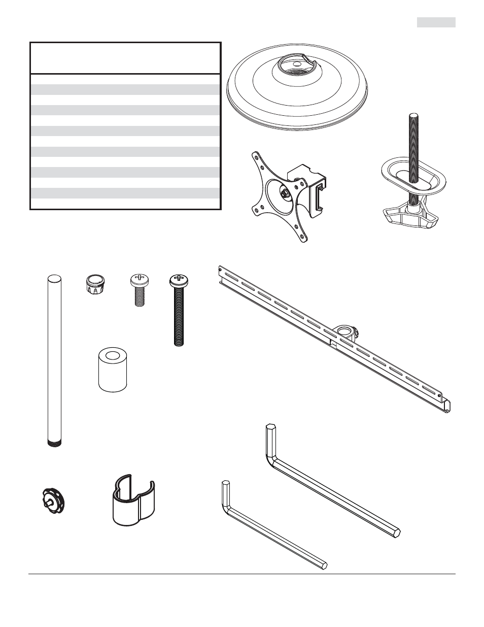 Lista de piezas, Ab c | Peerless-AV LCZ-4F4G30B - Installation User Manual | Page 11 / 26